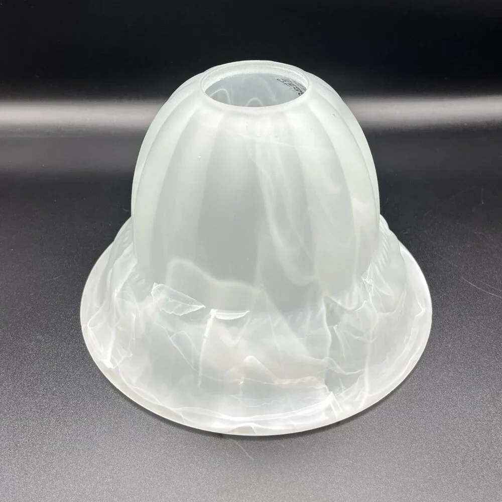 Vintage Swirled Opaline Glass Shade 1⅝” Fitter Mid Century Lamp Retro White